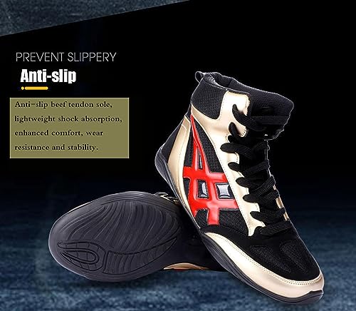 Zapatos de Boxeo,Zapatillas de Lucha,Botas de Boxeo,Zapatos de Entrenamiento,Unisex,Duraderos,Transpirables,Confort,Zapatillas de Cordones,para Combate,Wrestling,Fitness,Marciales,Sanda