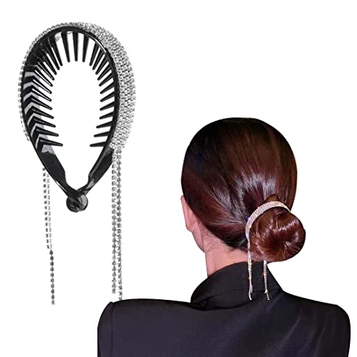 Zeayebsr pasador de pelo grande, artefacto de pelo de cabeza de bola, hebilla de cola de caballo, anillo de pelo de pasador de pelo, borla de diamantes de imitación, hebilla de pelo, tocado