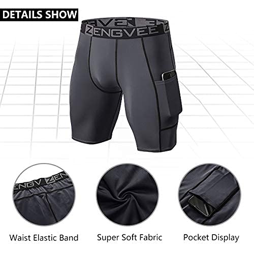 ZENGVEE Pantalones Cortos Hombre Deporte Mallas Cortas Hombre Running Correr Entrenamiento mayas Deportivas Hombre(3Gray-L)