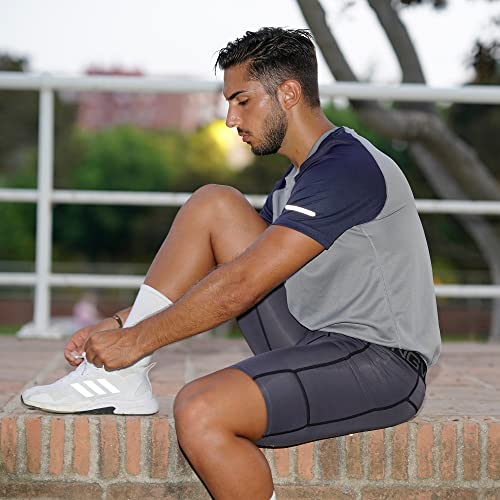 ZENGVEE Pantalones Cortos Hombre Deporte Mallas Cortas Hombre Running Correr Entrenamiento mayas Deportivas Hombre(3Gray-L)