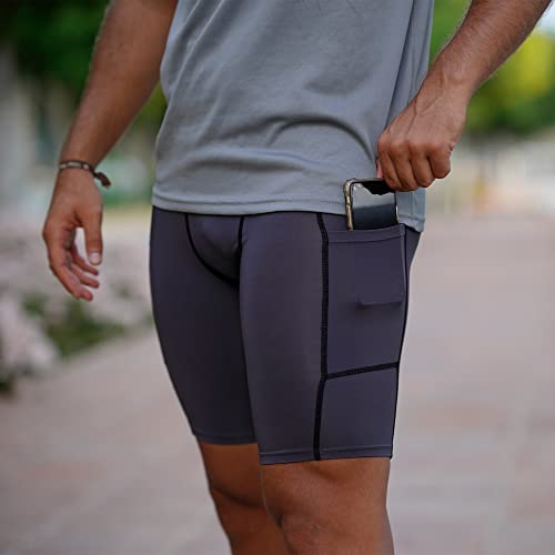 ZENGVEE Pantalones Cortos Hombre Deporte Mallas Cortas Hombre Running Correr Entrenamiento mayas Deportivas Hombre(3Gray-L)