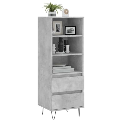 ZEYUAN Aparador Alto Madera contrachapada Gris hormigón 40x36x110 cm, Aparadores para Salon, Aparador Entrada Recibidor, Aparador Cocina, Vitrinas para Salon, Muebles Auxiliares 831512