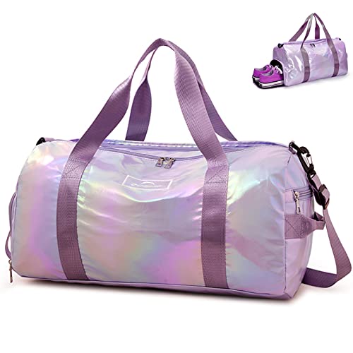 ZIOSINM Bolsa Deporte Mujer Grande, Bolsa de Viaje Impermeable, Bolsa Gimnasio Bolsa Fitness Bolsa Natacion con Compartimento para Mojados y Compartimento para Zapatos (Morado)