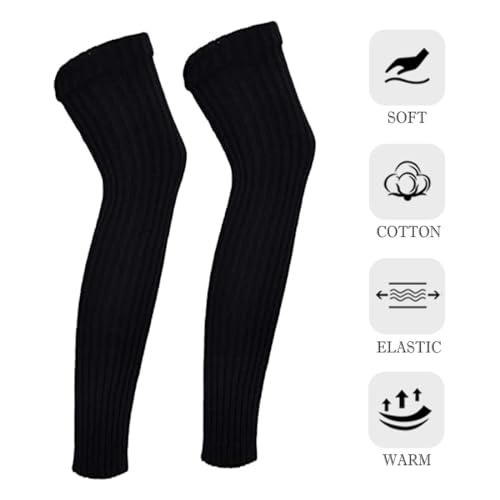 ZKGYUS 1 Par Calentadores Modernos para Ballet, Baile, Aeróbico Deportivo, Calentar, Calientapiernas de la Pierna de Algodón para Mujer, Talla única (Negro)