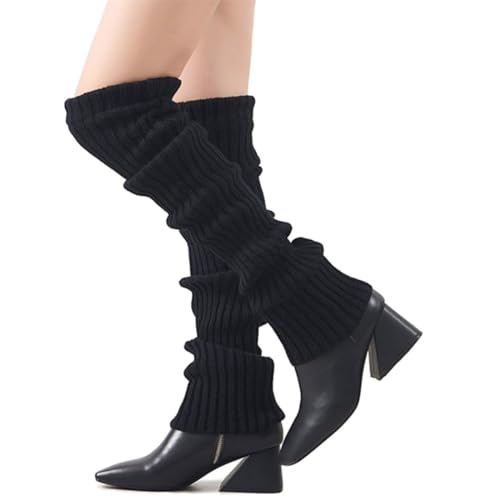 ZKGYUS 1 Par Calentadores Modernos para Ballet, Baile, Aeróbico Deportivo, Calentar, Calientapiernas de la Pierna de Algodón para Mujer, Talla única (Negro)