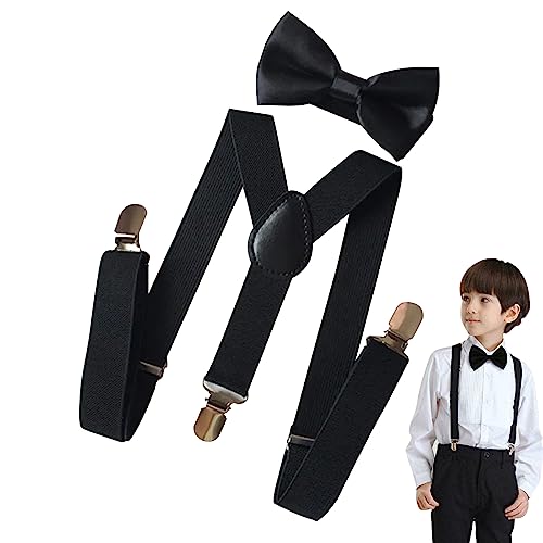 ZLXFT Tirantes Pajaritas Set para Niños, Tirantes Ajustables para Niños,Tirantes Ajustables en Forma de Y con Pajaritas,Niños Tirantes Conjuntos de Pajarita,Pajaritas Unisex niños