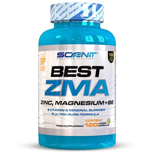 ZMA Magnesio, Zinc y Vitamina B6 - BEST ZMA - 120 cápsulas veganas - Bisglicinato de Zinc - Citrato de Magnesio