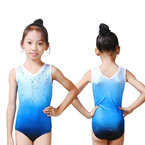 ZNYUNE Niña Maillot de Gimnasia sin Mangas B180 Azul 4A