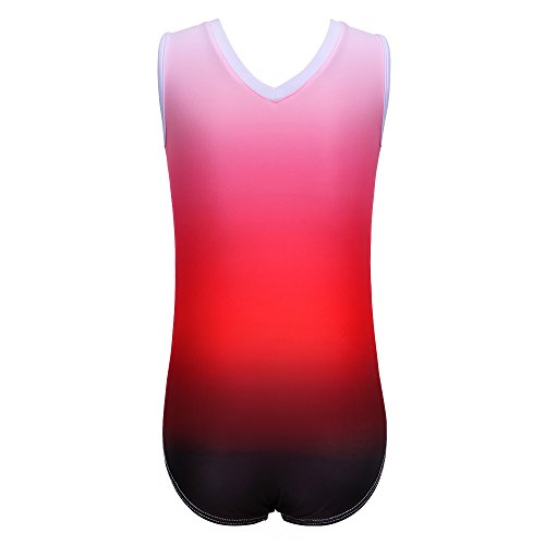 ZNYUNE Niña Maillot de Gimnasia sin Mangas B180 Rojo 10A