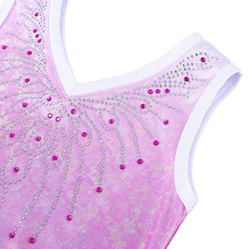 ZNYUNE Niña Maillots de Gimnasia sin Manga Espumoso 254 Morado 10A