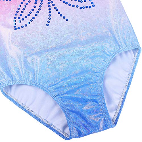 ZNYUNE Niña Maillots de Gimnasia sin Manga Espumoso 261 Rosa Azul 10A