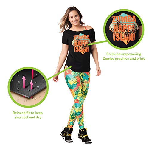 Zumba Fitness Athlétique Top Femme Coupe Ample Dance Vetements Sport Haut d'Entraînement, Camiseta Mujer, Opacity, Black 0, X-Small