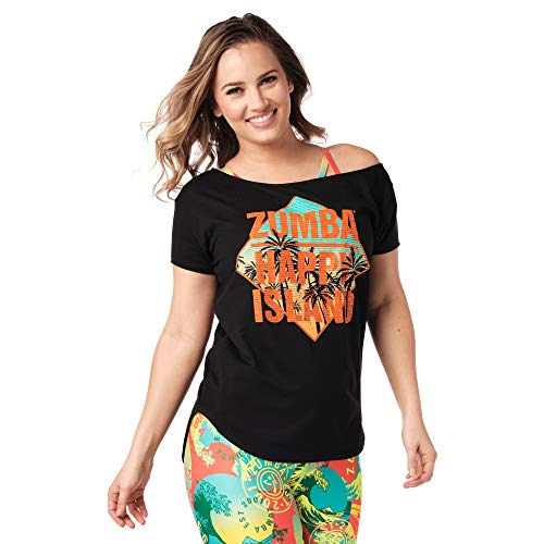 Zumba Fitness Athlétique Top Femme Coupe Ample Dance Vetements Sport Haut d'Entraînement, Camiseta Mujer, Opacity, Black 0, X-Small
