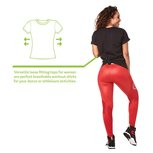Zumba Fitness Athlétique Top Femme Coupe Ample Dance Vetements Sport Haut d'Entraînement, Camiseta Mujer, Opacity, Bold Black B, X-Small