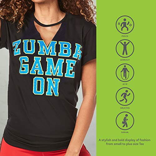 Zumba Fitness Athlétique Top Femme Coupe Ample Dance Vetements Sport Haut d'Entraînement, Camiseta Mujer, Opacity, Bold Black B, X-Small