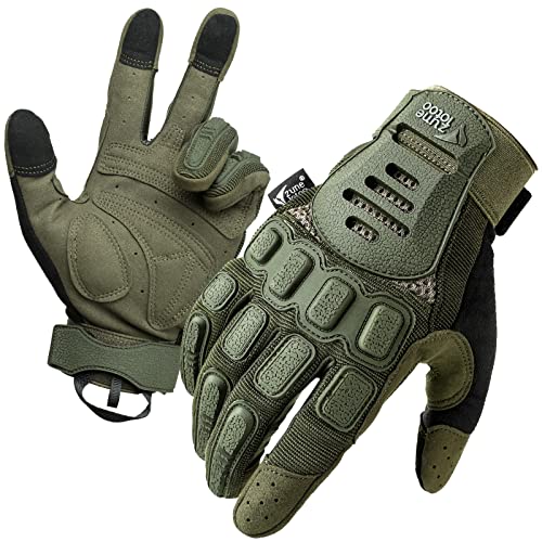 Zune Lotoo Guantes Tácticos Militar, Guantes Airsoft Compatibles con Pantalla Táctil para Hombre Mujer, Guantes Moto Verano Transpirables y Amortiguadores para Paintball Airsoft Motocross (Verde-XL)