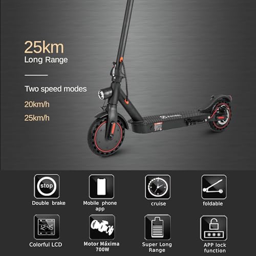 ZWHEEL Electric Scooter ZLIONX - Patinete Eléctrico Adulto, Suspensión Trasero, Motor hasta 700W, Autonomía hasta 25km, Ruedas de 8.5¨ Sólido Antipinchazo, Conexón de App, Plegable Fácil